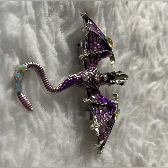 Purple and Silver Dragon Brooch NWOT - Picture 3 of 5